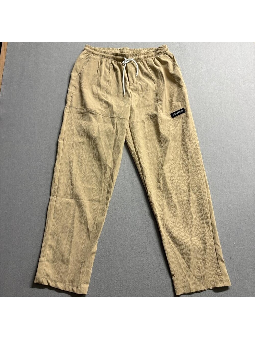 Manfinity Progress Textured Jogger Pants Womens Large Beige Drawstring Casual